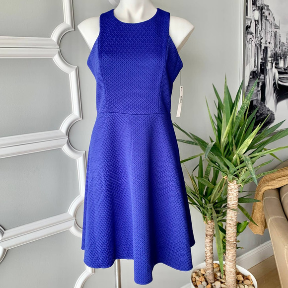 Adorne Sleeveless Scuba Knit Flare Mini Dress in Blue Size 8 - Picture 9 of 9